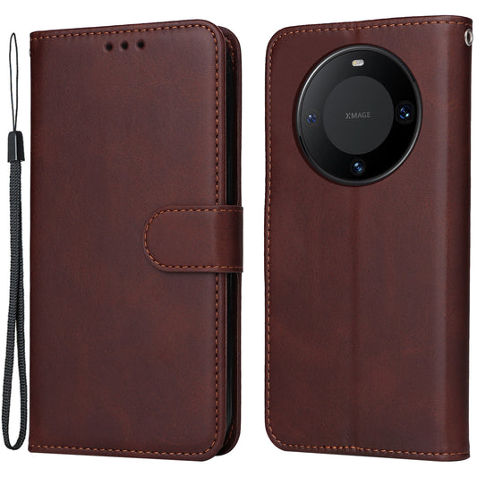 For Huawei Mate 60 Case Calf Texture Wallet Stand PU Leather Slim-fit Phone Cover