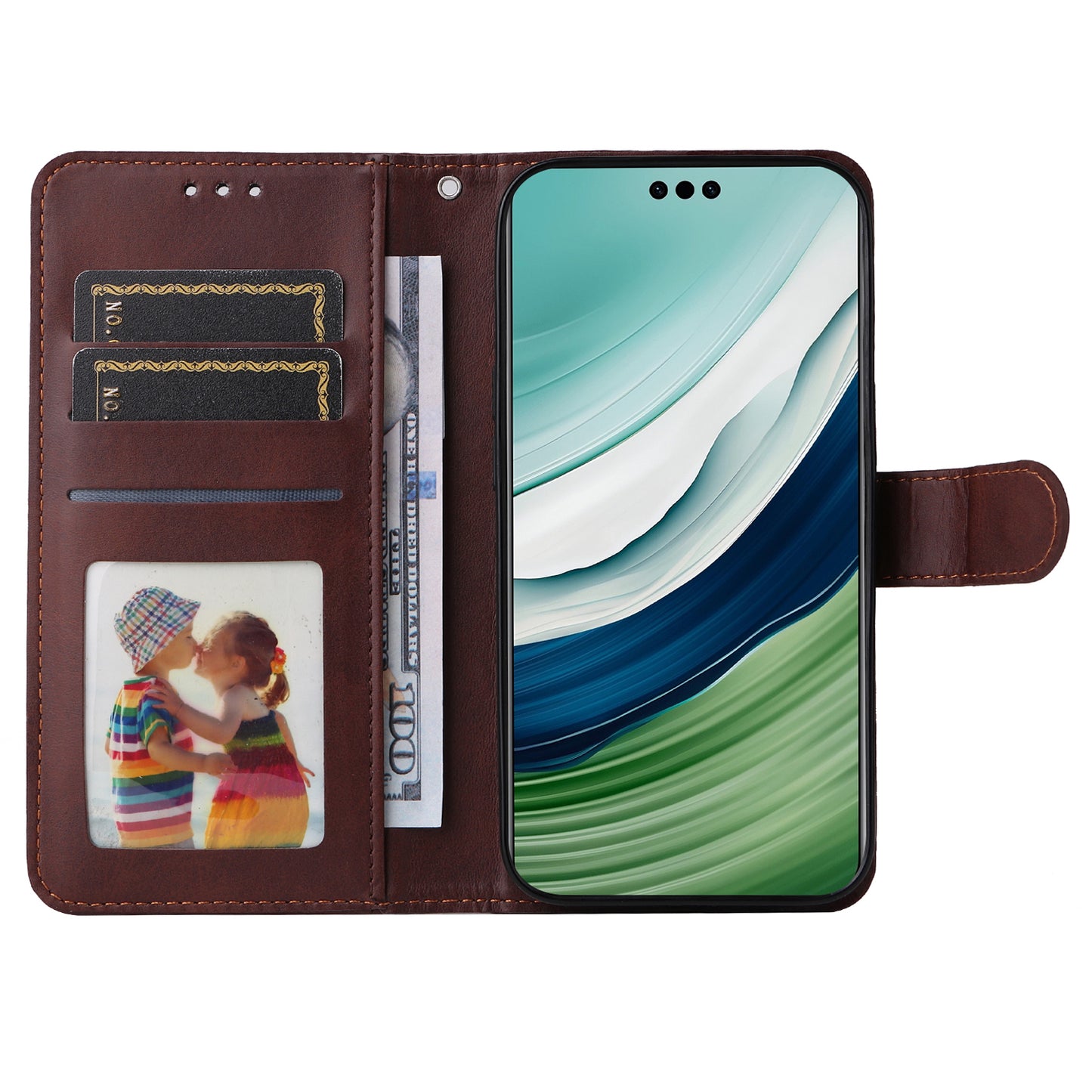 For Huawei Mate 60 Case Calf Texture Wallet Stand PU Leather Slim-fit Phone Cover