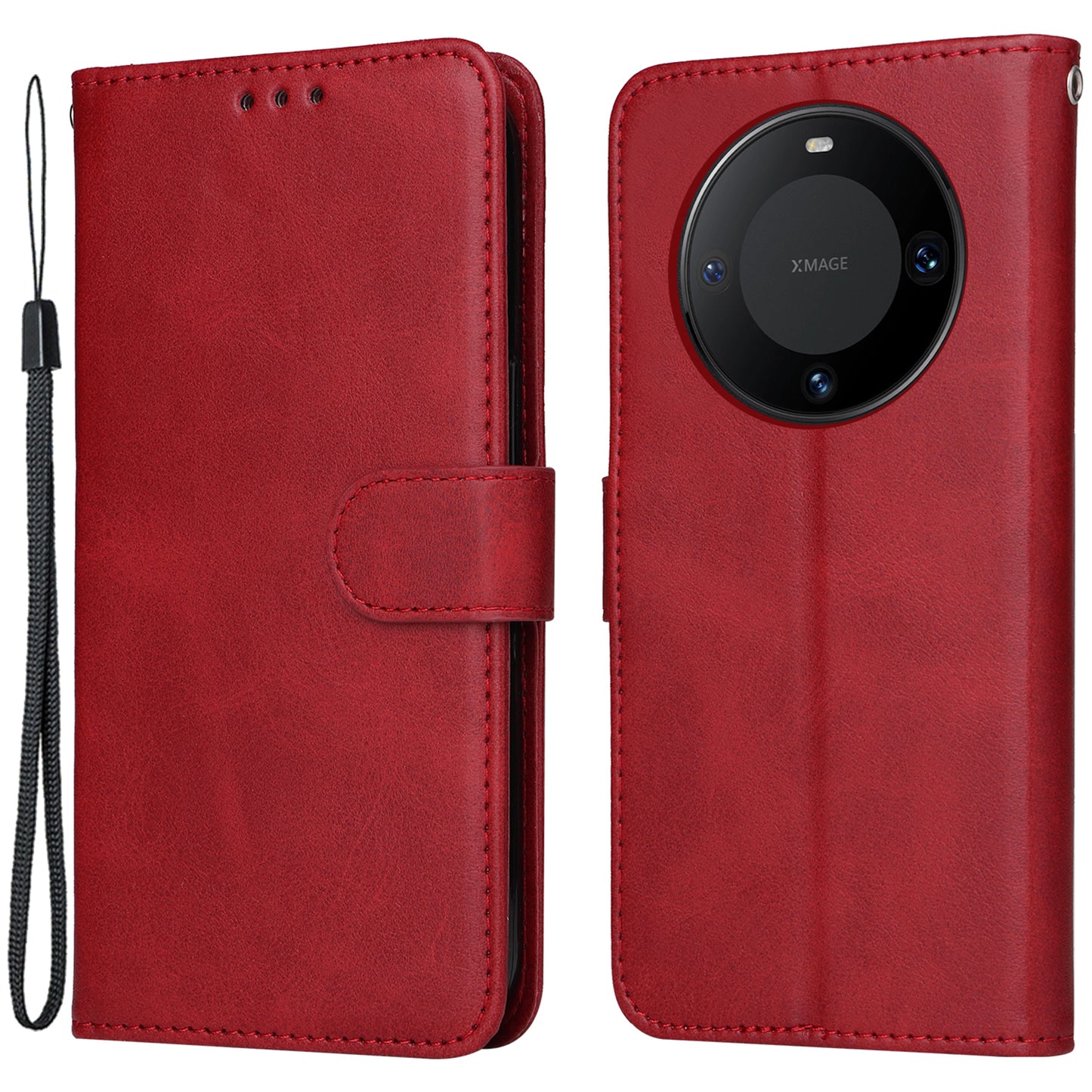 For Huawei Mate 60 Case Calf Texture Wallet Stand PU Leather Slim-fit Phone Cover