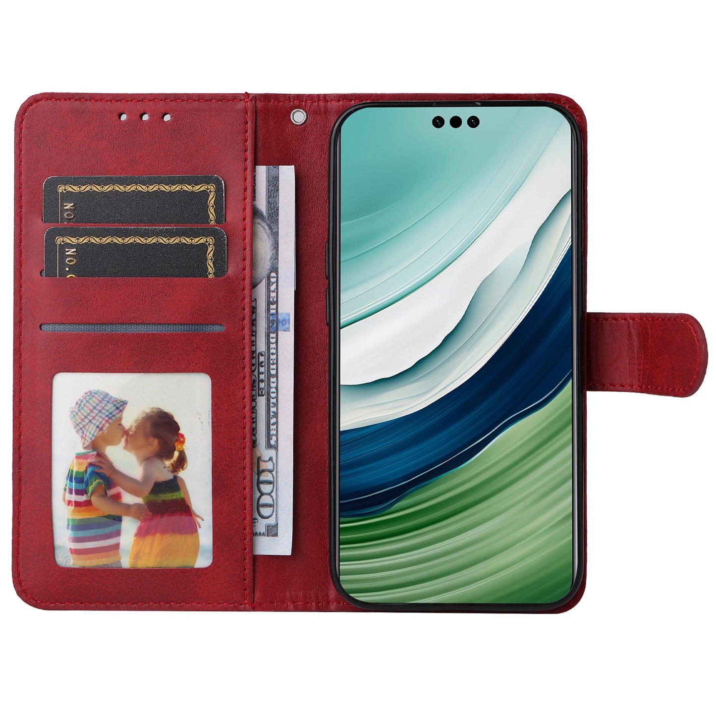 For Huawei Mate 60 Case Calf Texture Wallet Stand PU Leather Slim-fit Phone Cover