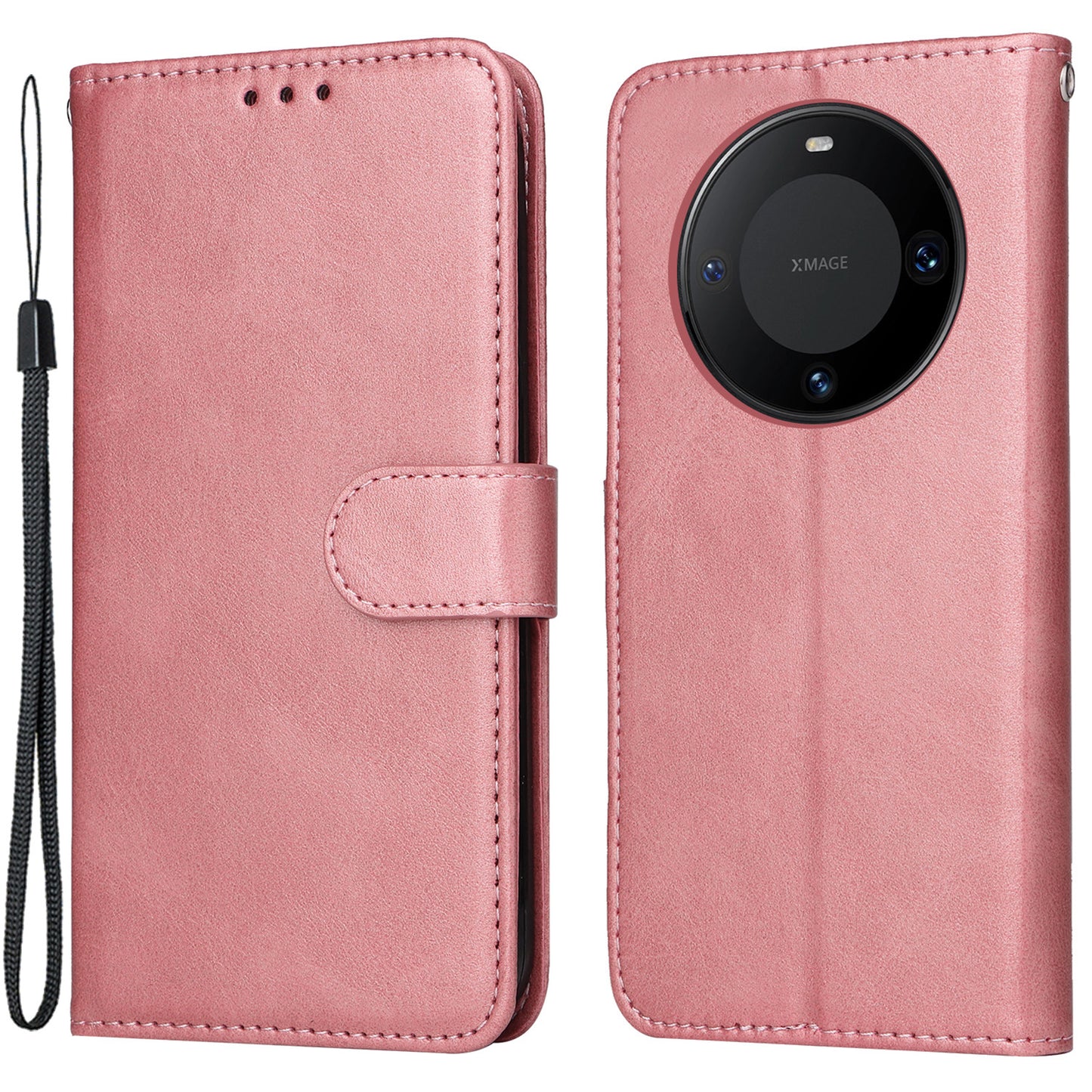 For Huawei Mate 60 Case Calf Texture Wallet Stand PU Leather Slim-fit Phone Cover