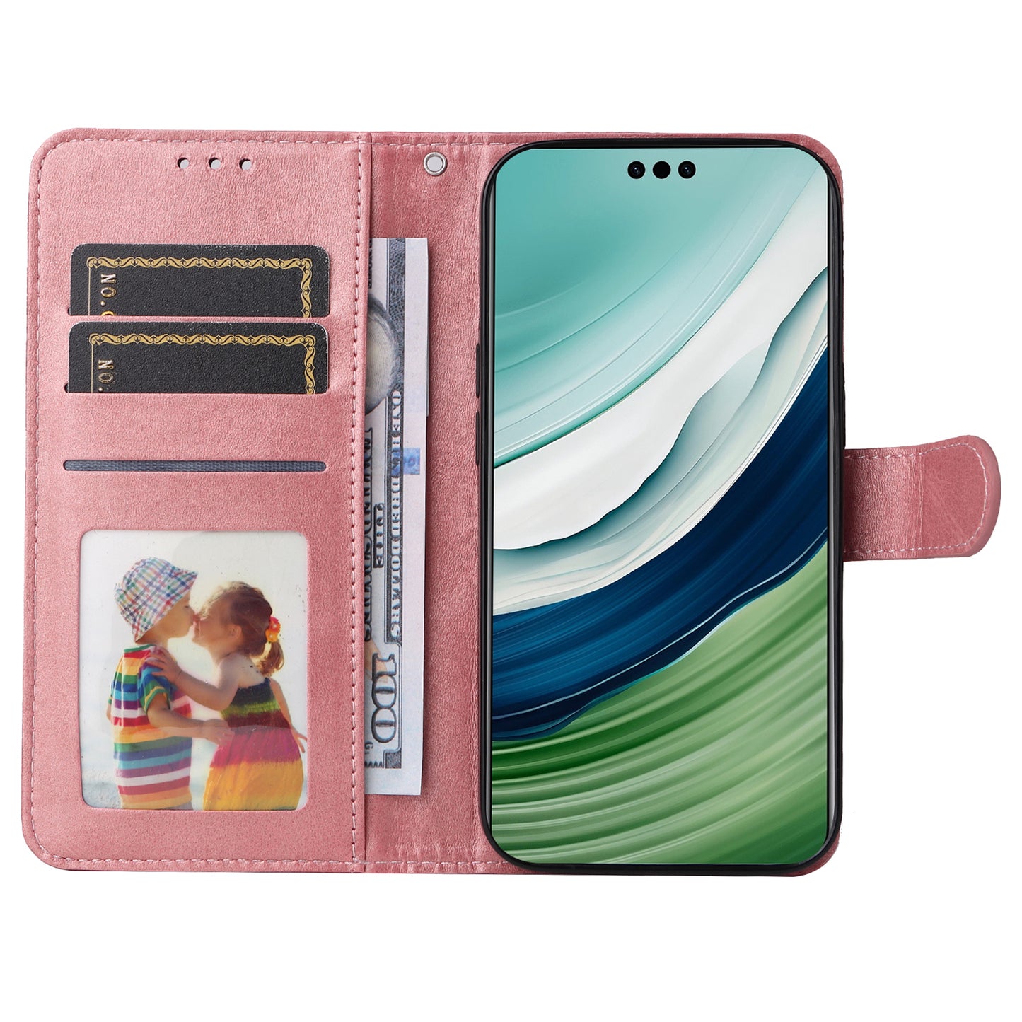 For Huawei Mate 60 Case Calf Texture Wallet Stand PU Leather Slim-fit Phone Cover