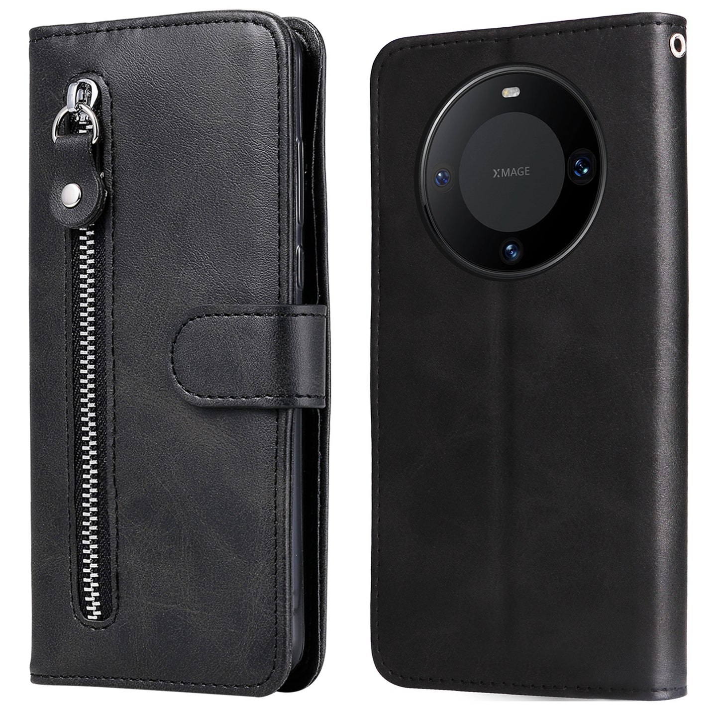For Huawei Mate 60 Case Anti-Scratch Shell Zipper Pocket Wallet Stand Phone Cover