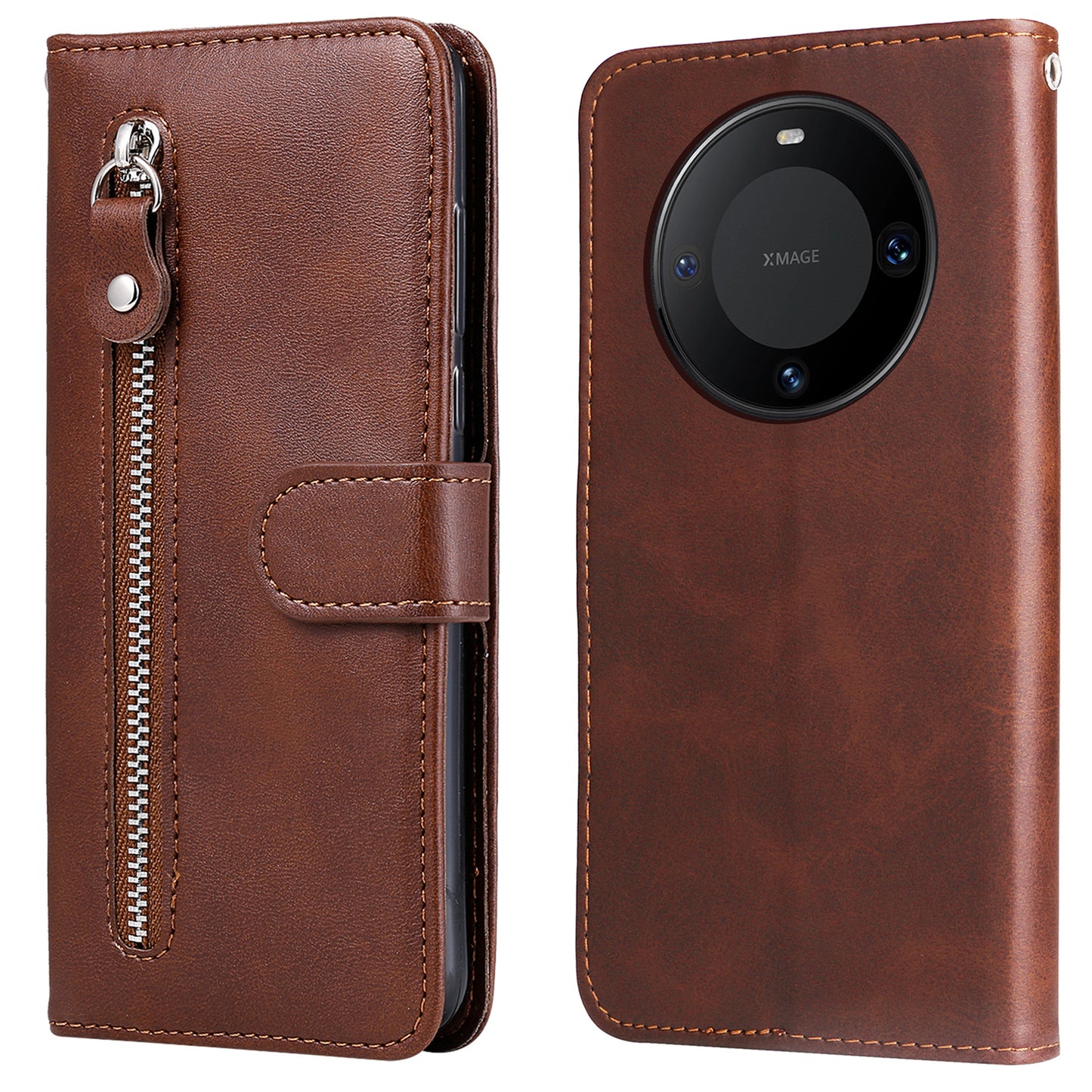 For Huawei Mate 60 Case Anti-Scratch Shell Zipper Pocket Wallet Stand Phone Cover