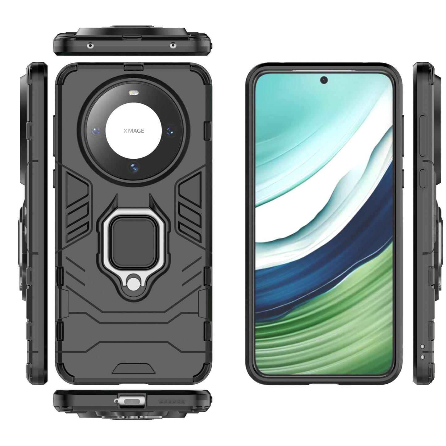 For Huawei Mate 60 Case TPU+PC Ring Holder Kickstand Phone Protective Cover