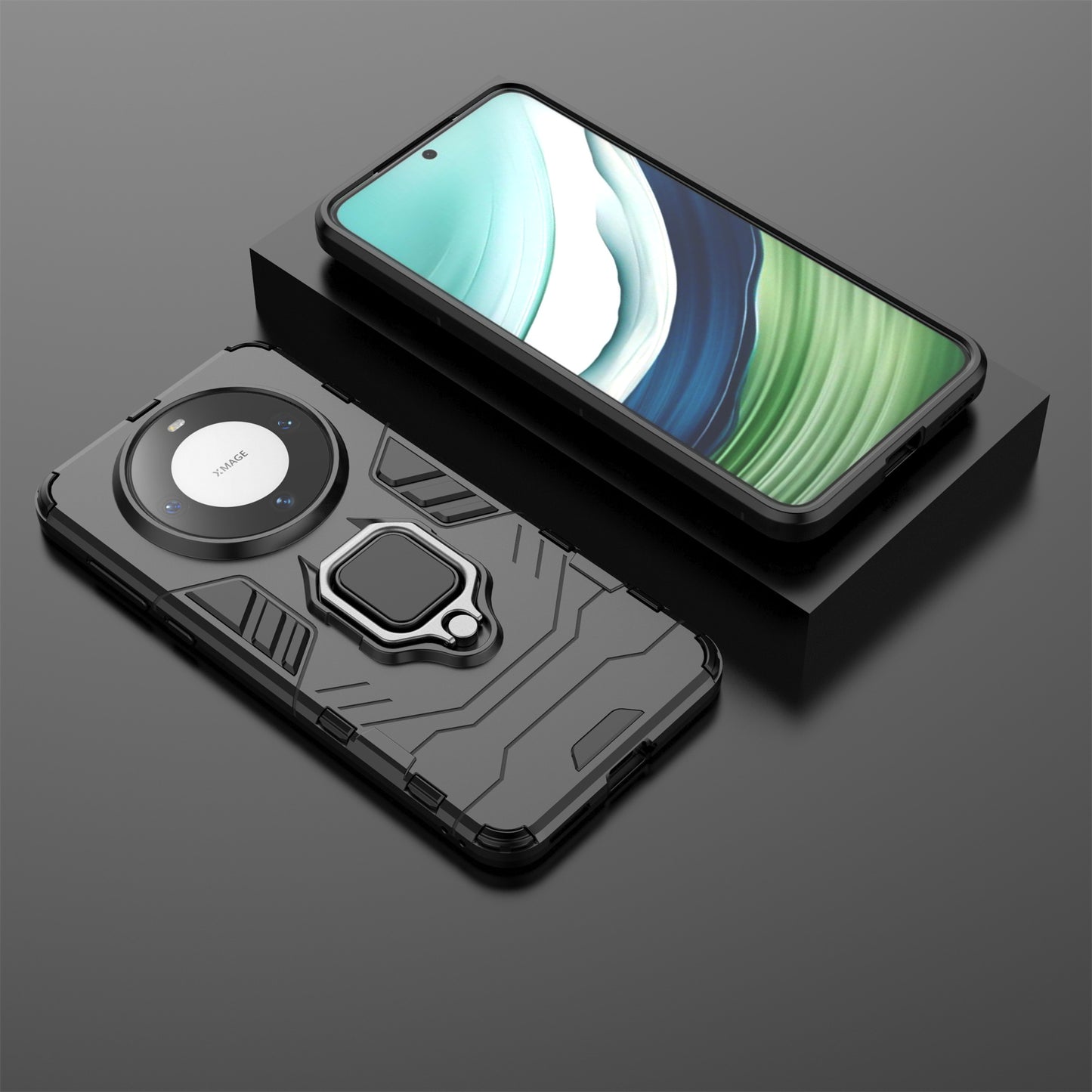For Huawei Mate 60 Case TPU+PC Ring Holder Kickstand Phone Protective Cover