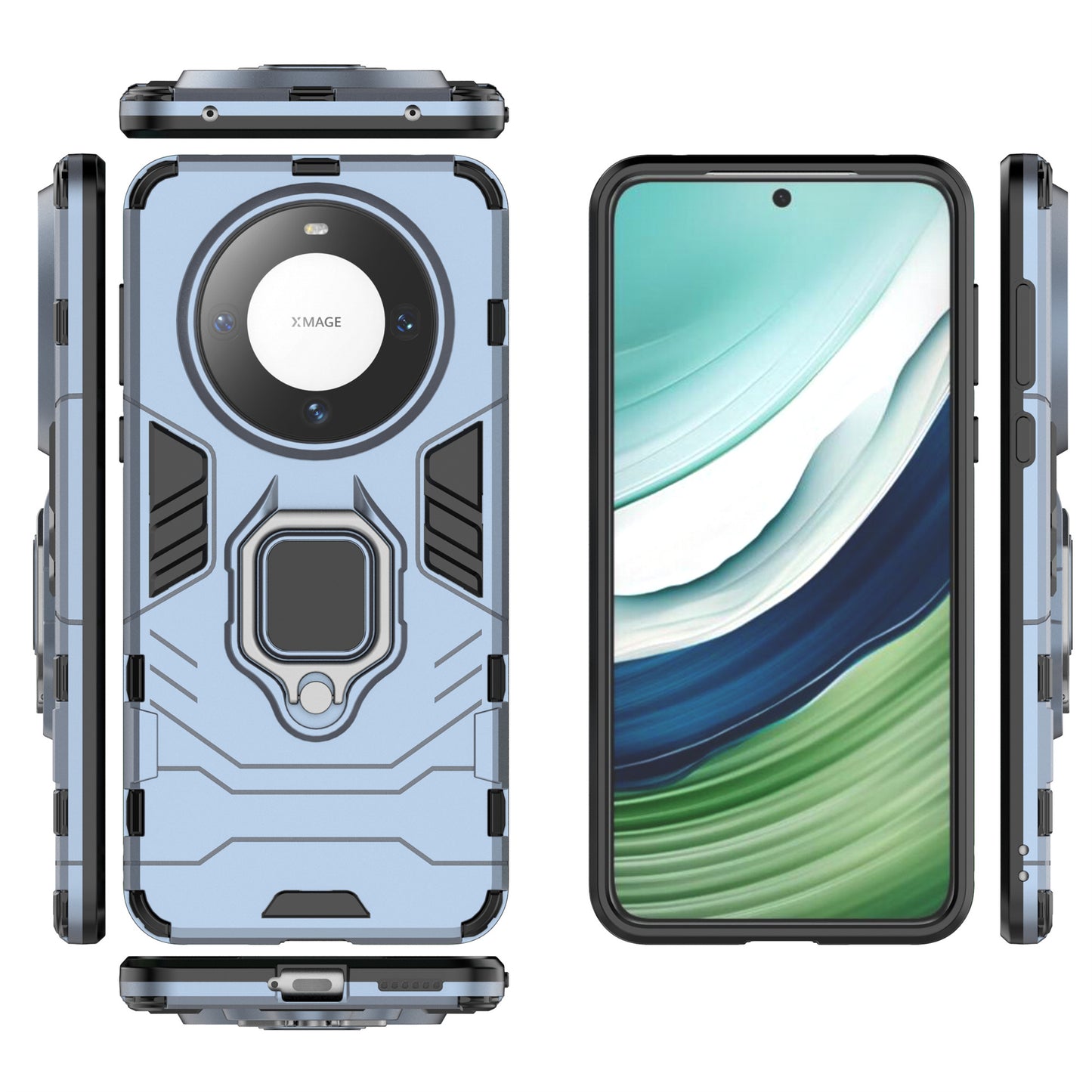 For Huawei Mate 60 Case TPU+PC Ring Holder Kickstand Phone Protective Cover