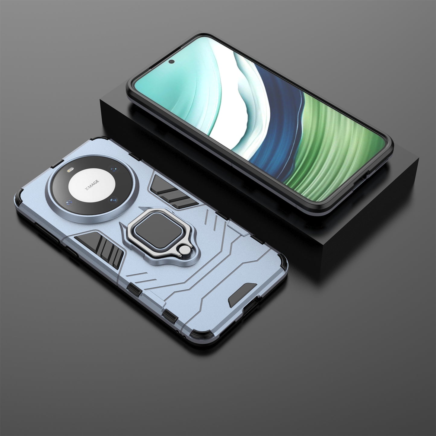 For Huawei Mate 60 Case TPU+PC Ring Holder Kickstand Phone Protective Cover