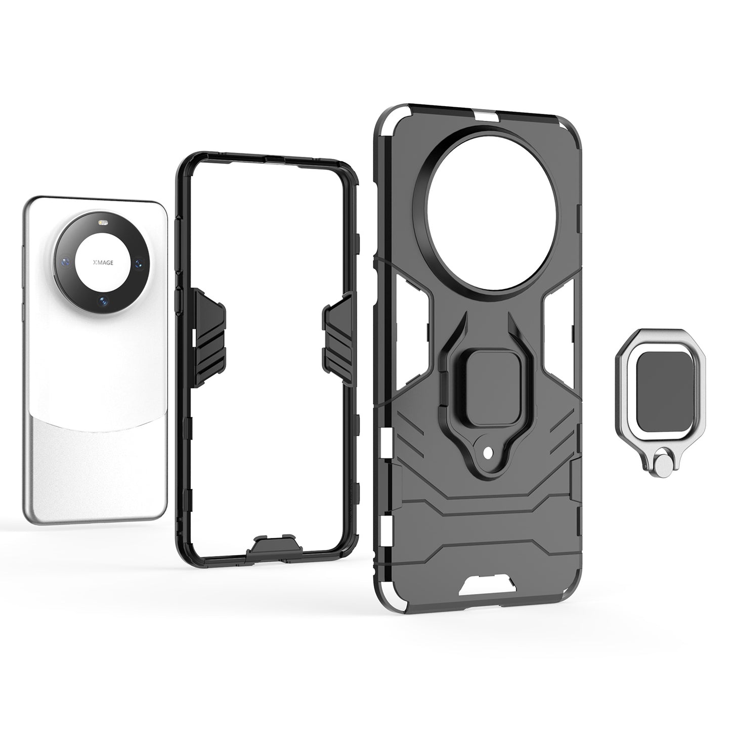 For Huawei Mate 60 Case TPU+PC Ring Holder Kickstand Phone Protective Cover