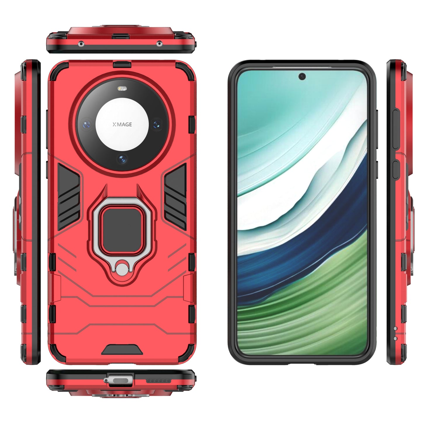 For Huawei Mate 60 Case TPU+PC Ring Holder Kickstand Phone Protective Cover