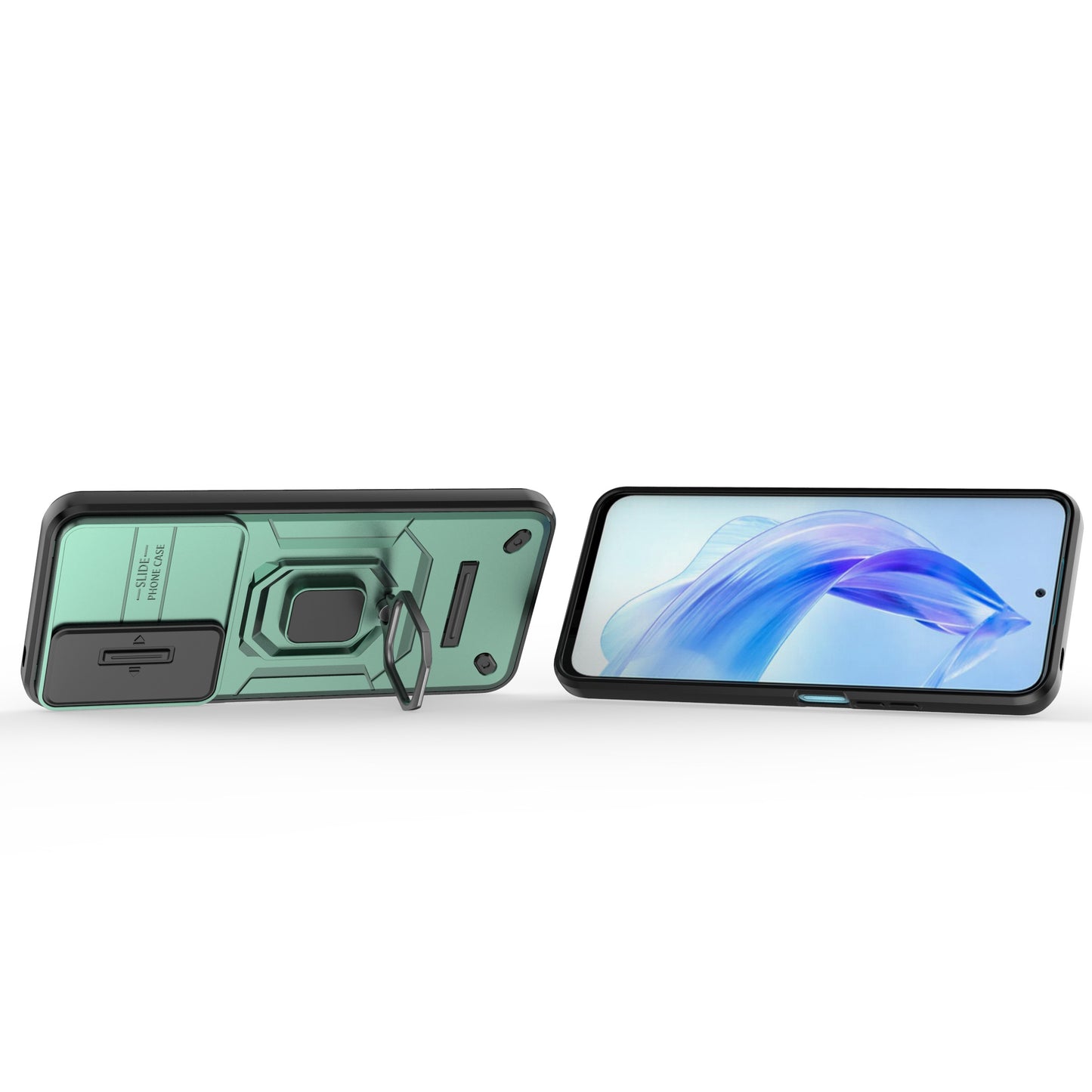 For Honor 90 Lite 5G / X50i 5G Case PC+TPU Slide Camera Lid Phone Cover with Kickstand