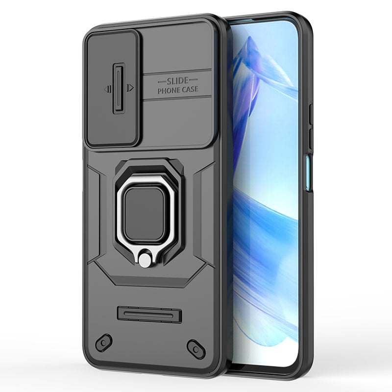 For Honor 90 Lite 5G / X50i 5G Case PC+TPU Slide Camera Lid Phone Cover with Kickstand