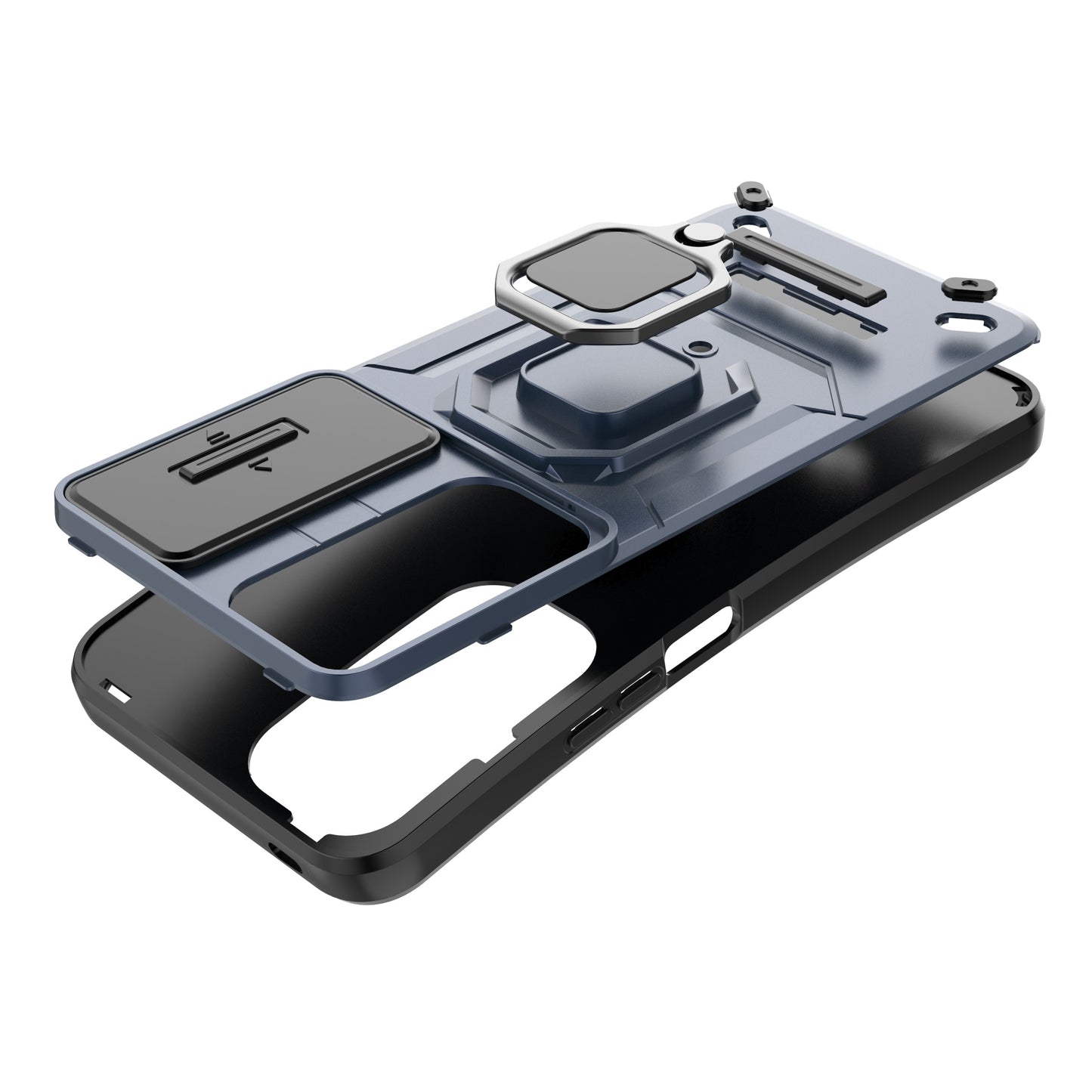 For Honor 90 Lite 5G / X50i 5G Case PC+TPU Slide Camera Lid Phone Cover with Kickstand