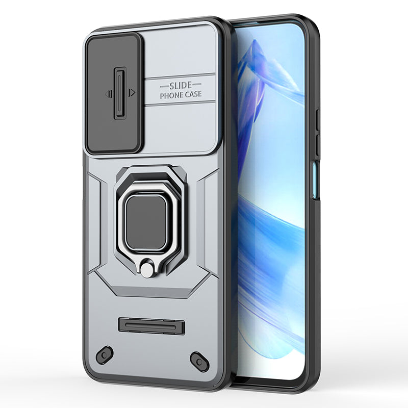 For Honor 90 Lite 5G / X50i 5G Case PC+TPU Slide Camera Lid Phone Cover with Kickstand