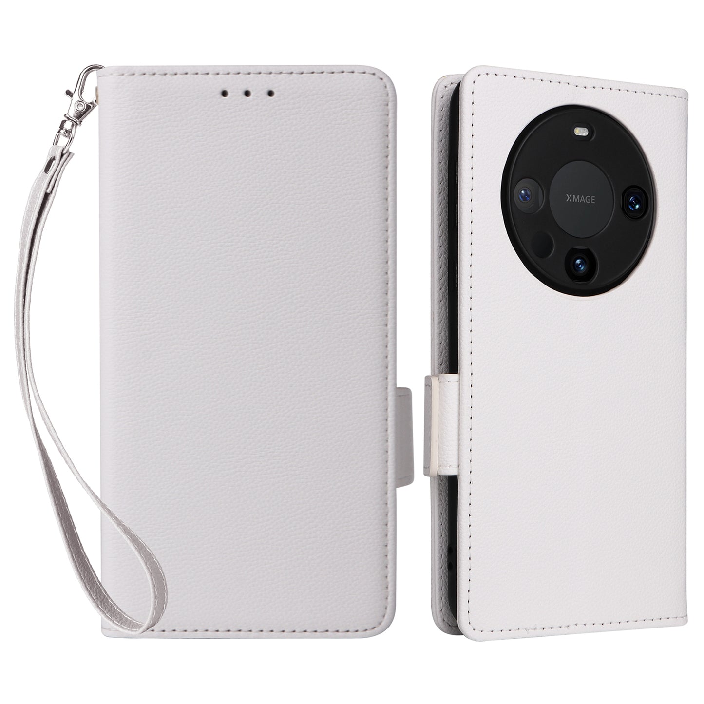 For Huawei Mate 60 Cover Litchi Texture Wallet Stand Leather Phone Case with Strap