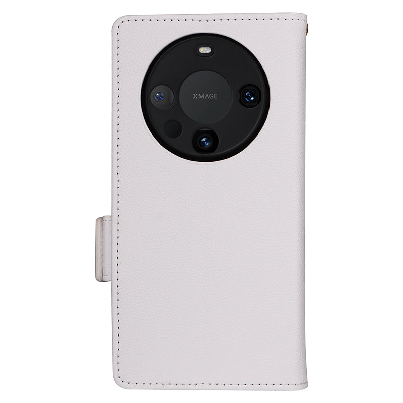 For Huawei Mate 60 Cover Litchi Texture Wallet Stand Leather Phone Case with Strap