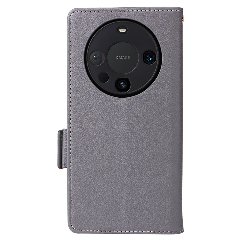 For Huawei Mate 60 Cover Litchi Texture Wallet Stand Leather Phone Case with Strap