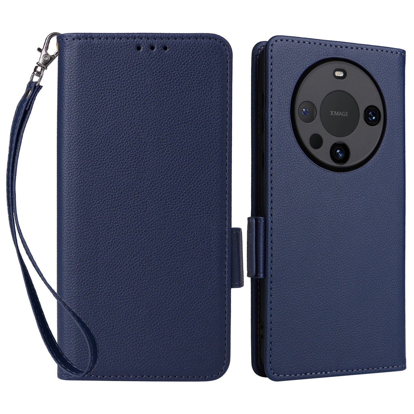 For Huawei Mate 60 Cover Litchi Texture Wallet Stand Leather Phone Case with Strap