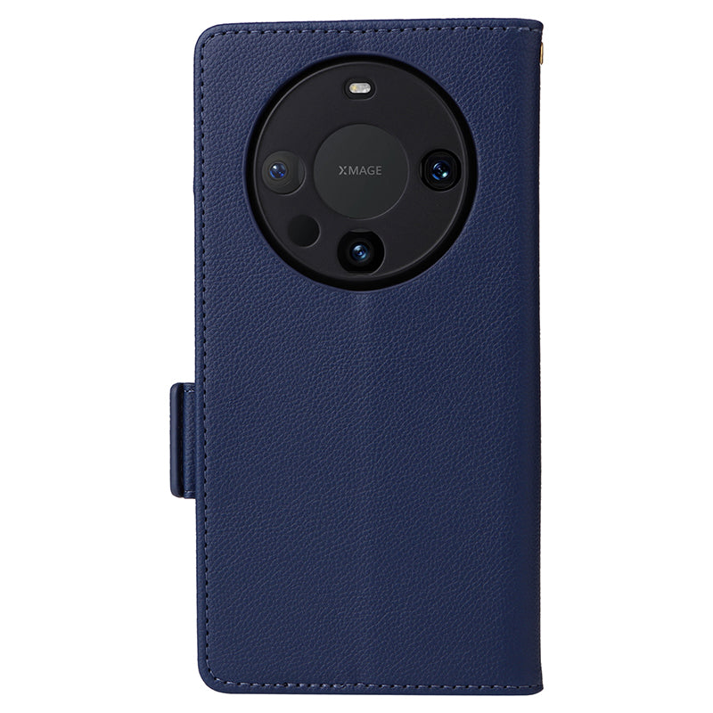 For Huawei Mate 60 Cover Litchi Texture Wallet Stand Leather Phone Case with Strap