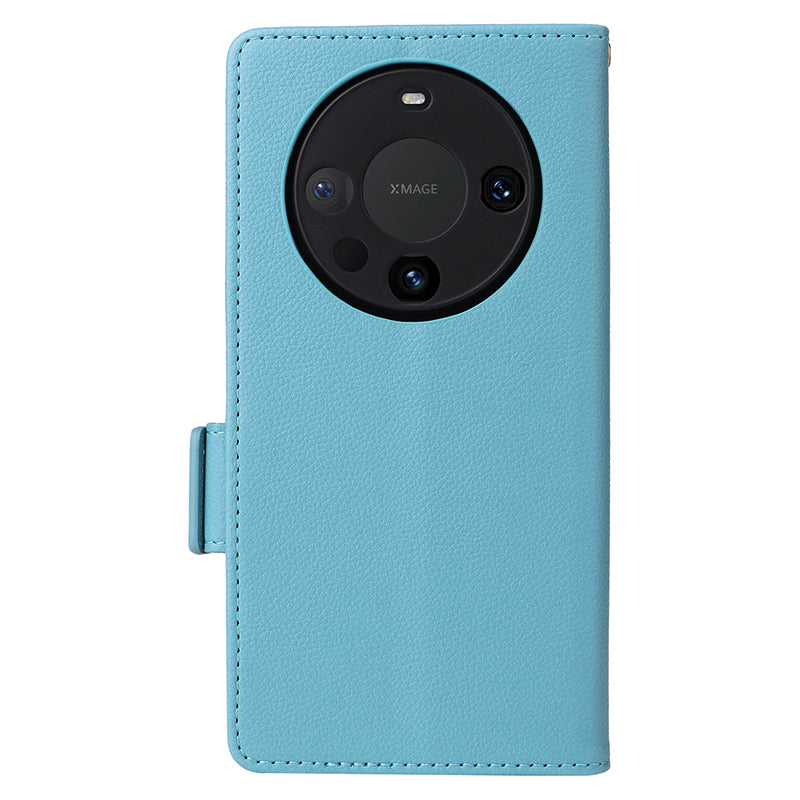 For Huawei Mate 60 Cover Litchi Texture Wallet Stand Leather Phone Case with Strap