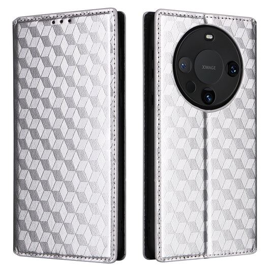 For Huawei Mate 60 Pro / Pro+ Cover Rhombus Imprinted Wallet PU Leather Phone Case