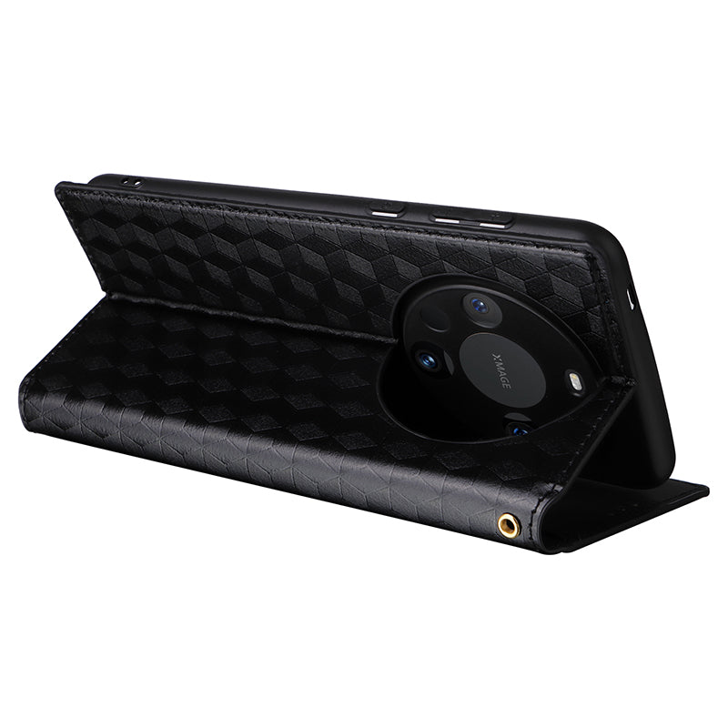 For Huawei Mate 60 Pro / Pro+ Cover Rhombus Imprinted Wallet PU Leather Phone Case