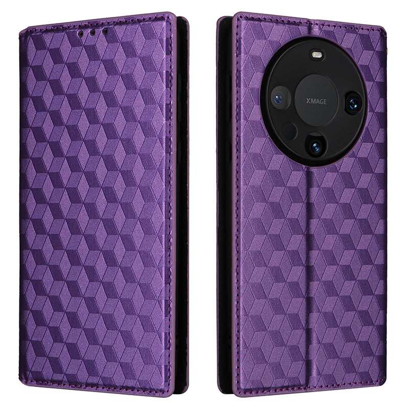 For Huawei Mate 60 Pro / Pro+ Cover Rhombus Imprinted Wallet PU Leather Phone Case