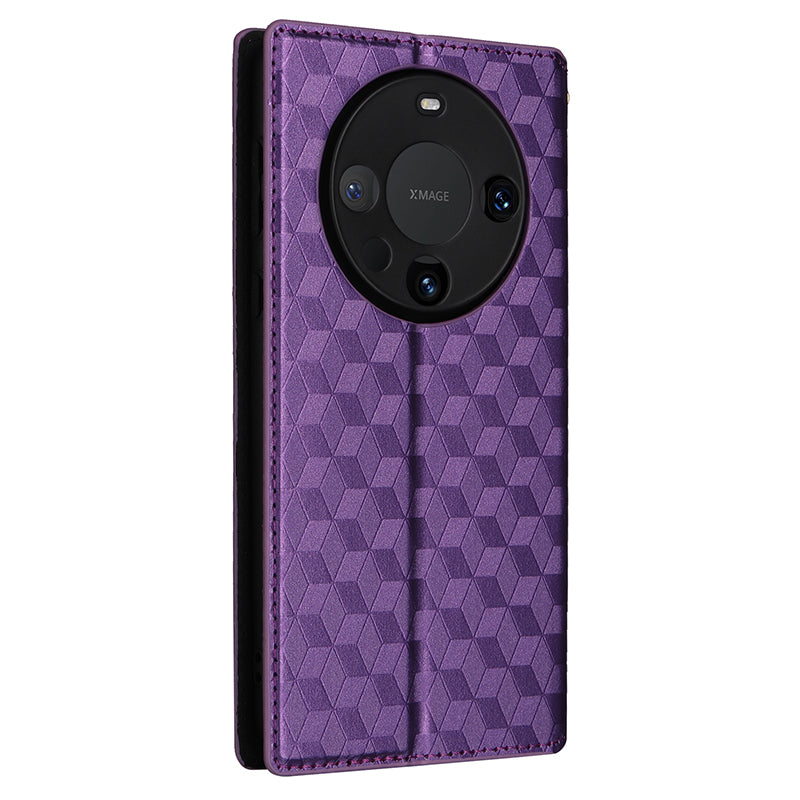 For Huawei Mate 60 Pro / Pro+ Cover Rhombus Imprinted Wallet PU Leather Phone Case