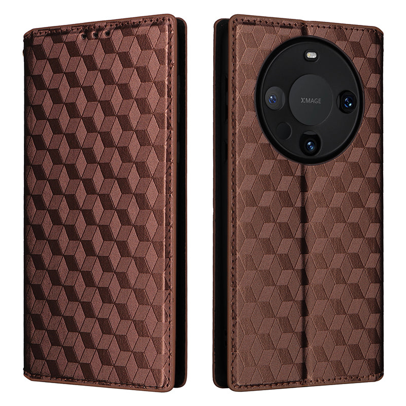 For Huawei Mate 60 Pro / Pro+ Cover Rhombus Imprinted Wallet PU Leather Phone Case