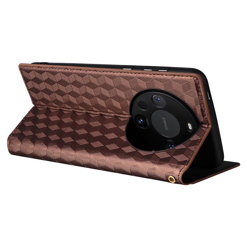 For Huawei Mate 60 Pro / Pro+ Cover Rhombus Imprinted Wallet PU Leather Phone Case