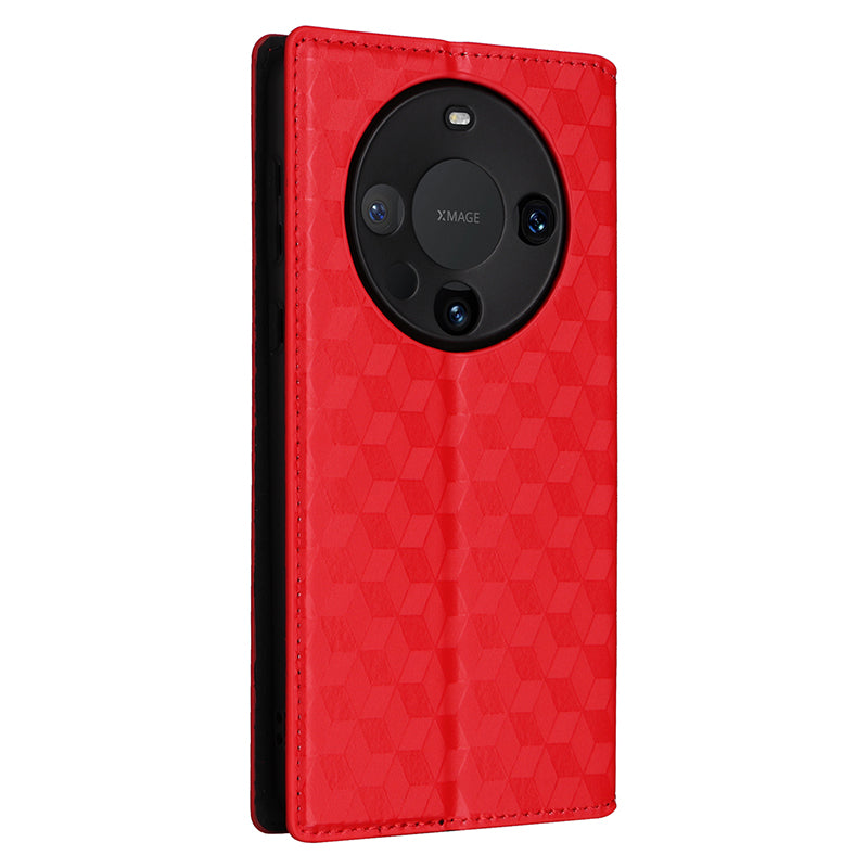 For Huawei Mate 60 Case Rhombus Imprinted PU Leather Wallet Phone Stand Cover