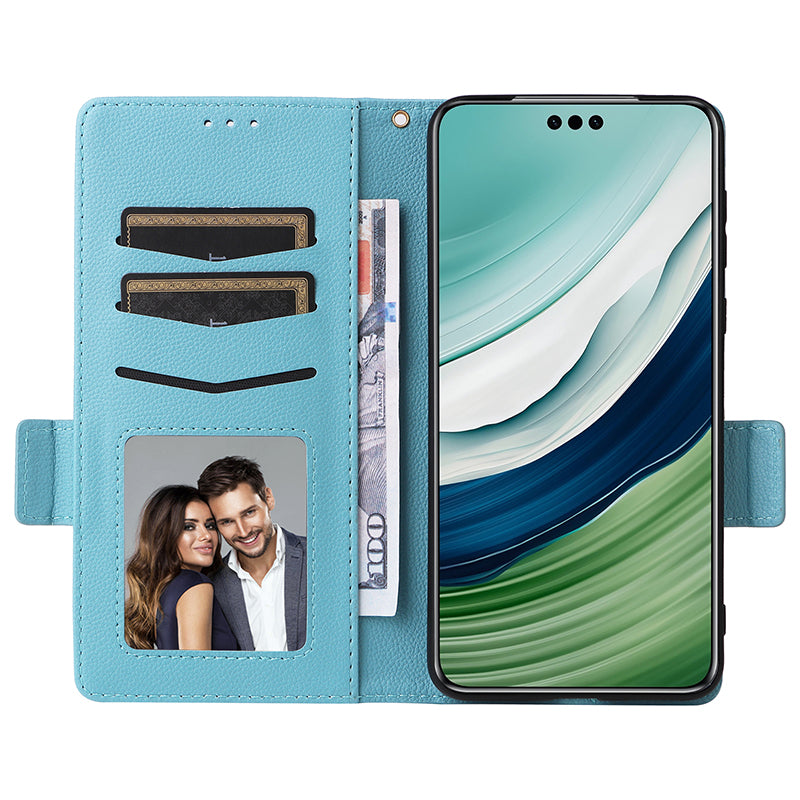 For Huawei Mate 60 Pro / Mate 60 Pro+ Case Leather Wallet Litchi Texture Phone Cover with Strap