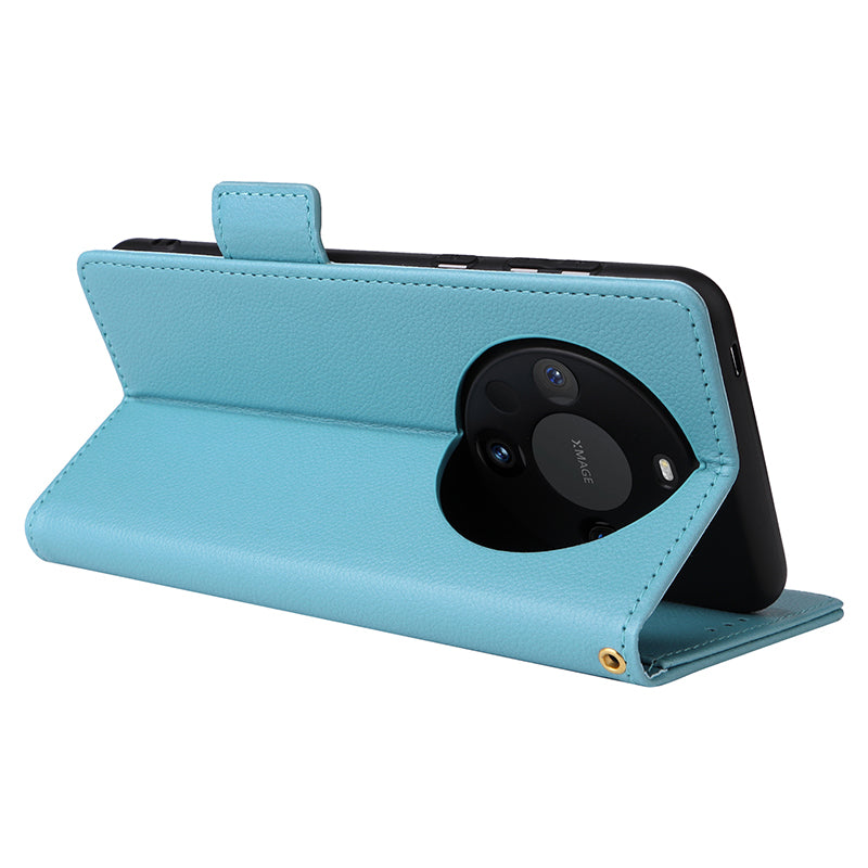 For Huawei Mate 60 Pro / Mate 60 Pro+ Case Leather Wallet Litchi Texture Phone Cover with Strap