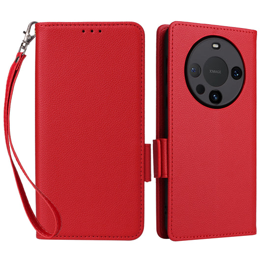 For Huawei Mate 60 Pro / Mate 60 Pro+ Case Leather Wallet Litchi Texture Phone Cover with Strap