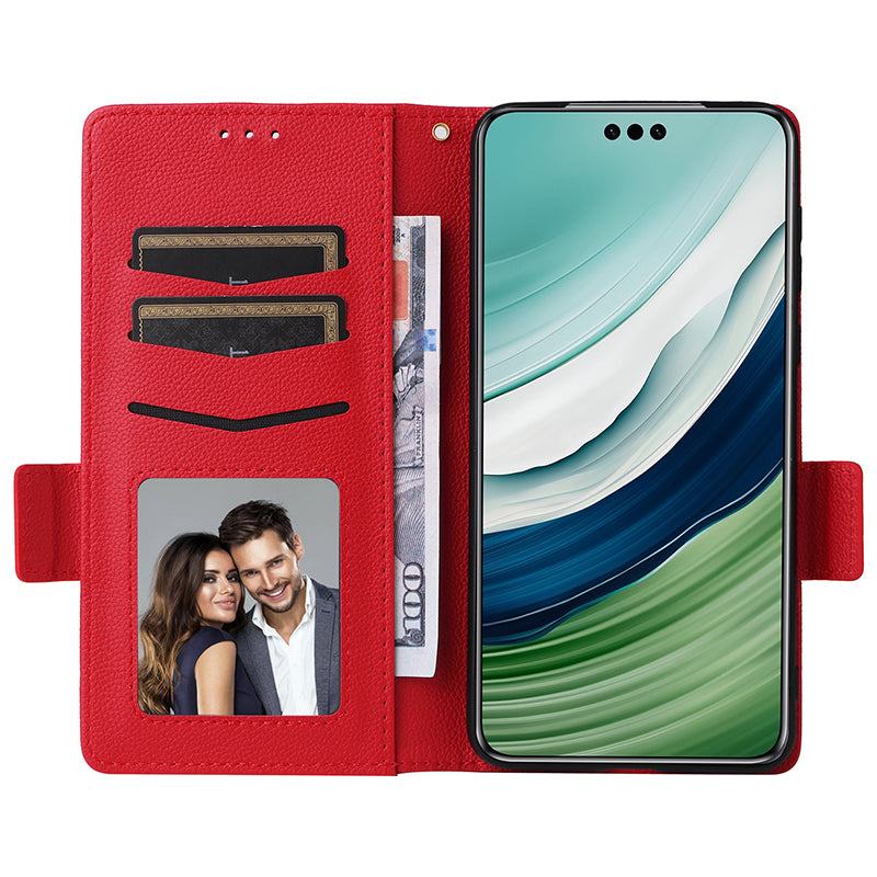For Huawei Mate 60 Pro / Mate 60 Pro+ Case Leather Wallet Litchi Texture Phone Cover with Strap
