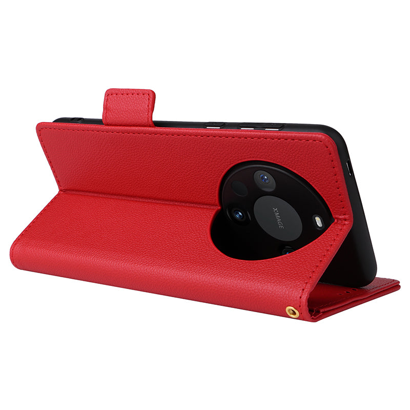 For Huawei Mate 60 Pro / Mate 60 Pro+ Case Leather Wallet Litchi Texture Phone Cover with Strap