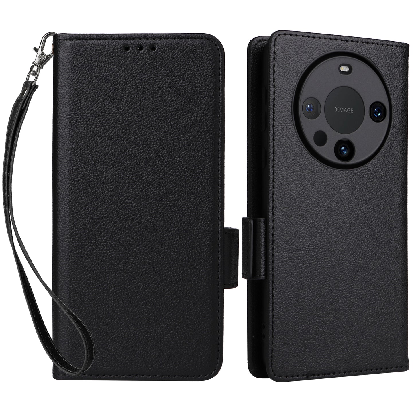For Huawei Mate 60 Pro / Mate 60 Pro+ Case Leather Wallet Litchi Texture Phone Cover with Strap