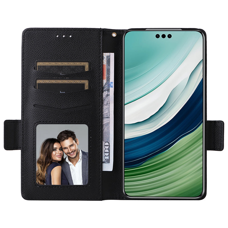 For Huawei Mate 60 Pro / Mate 60 Pro+ Case Leather Wallet Litchi Texture Phone Cover with Strap