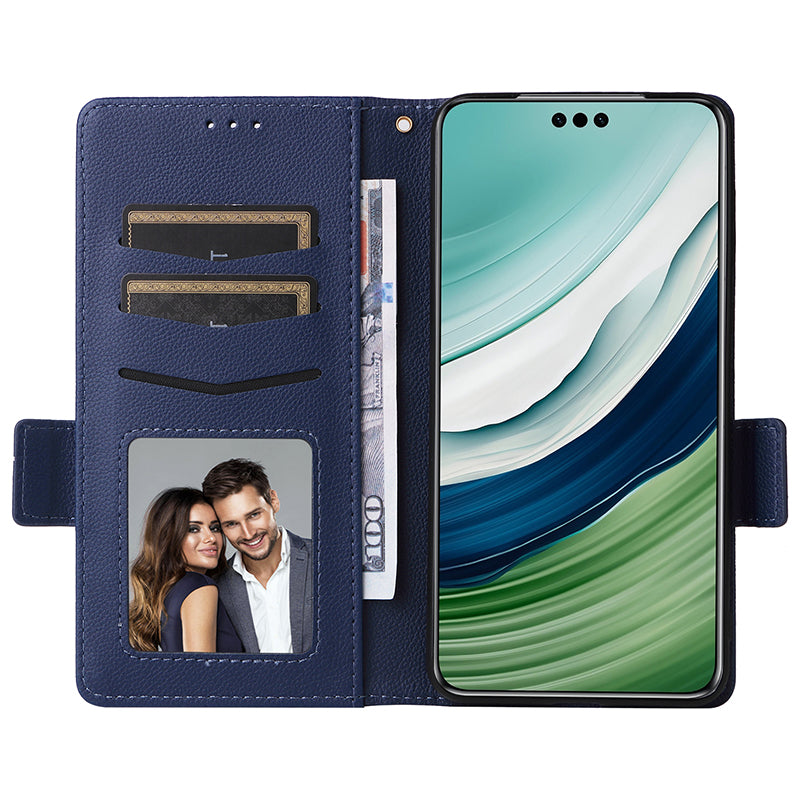 For Huawei Mate 60 Pro / Mate 60 Pro+ Case Leather Wallet Litchi Texture Phone Cover with Strap