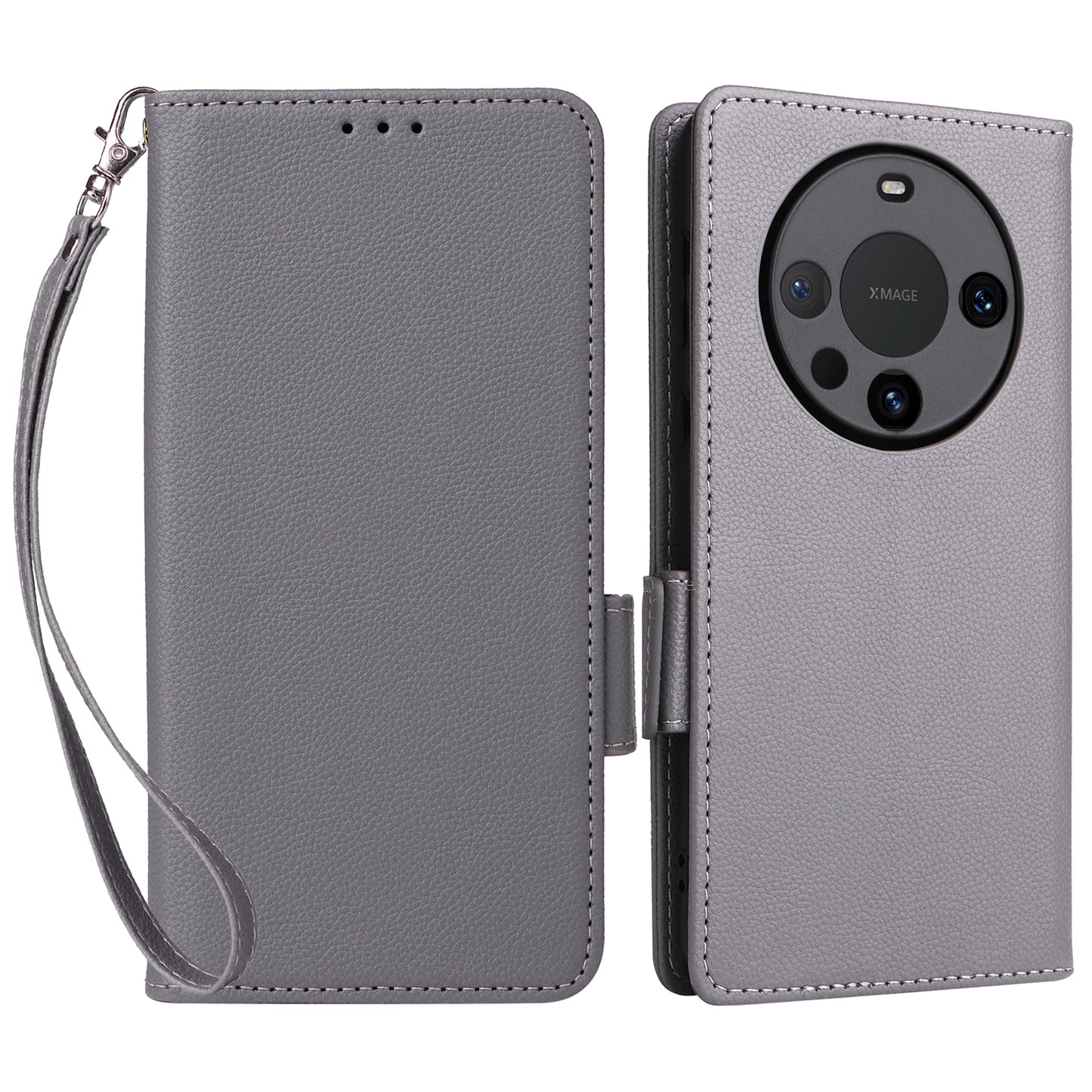 For Huawei Mate 60 Pro / Mate 60 Pro+ Case Leather Wallet Litchi Texture Phone Cover with Strap