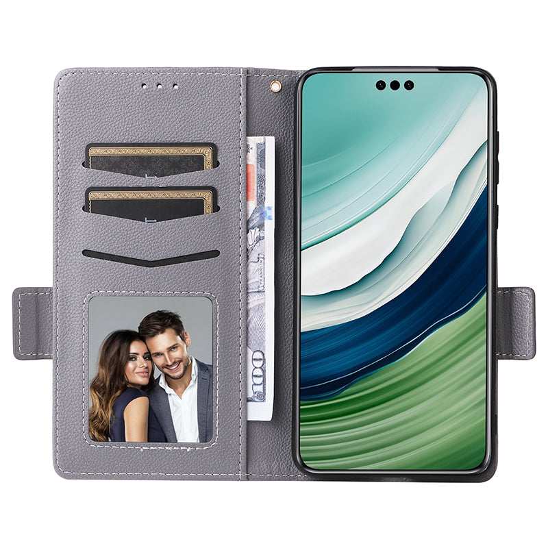 For Huawei Mate 60 Pro / Mate 60 Pro+ Case Leather Wallet Litchi Texture Phone Cover with Strap