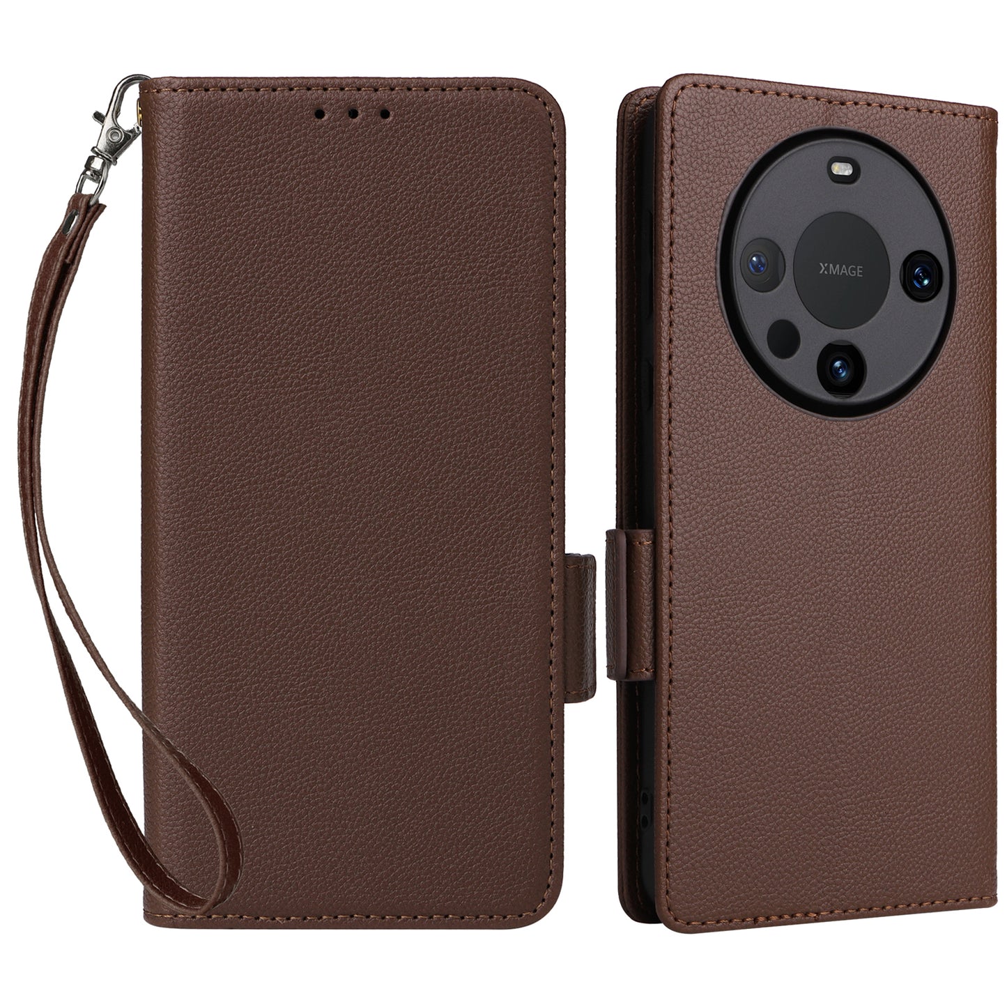 For Huawei Mate 60 Pro / Mate 60 Pro+ Case Leather Wallet Litchi Texture Phone Cover with Strap