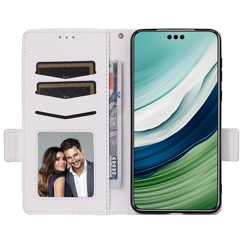 For Huawei Mate 60 Pro / Mate 60 Pro+ Case Leather Wallet Litchi Texture Phone Cover with Strap