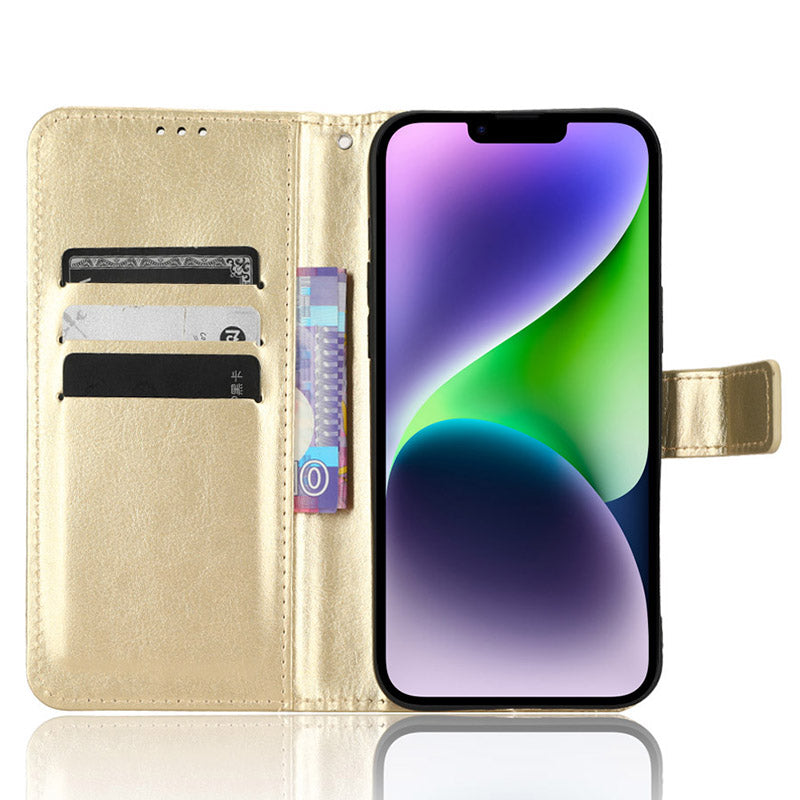 Phone Case for iPhone 15 Plus Cover Crazy Horse Texture Leather Wallet Stand Shell