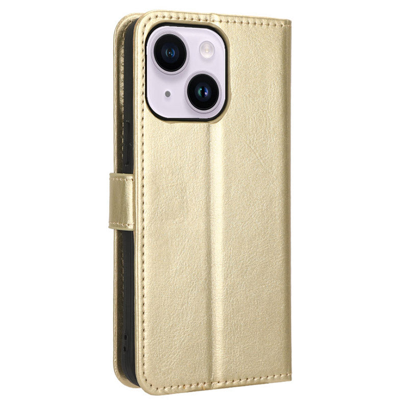 Phone Case for iPhone 15 Plus Cover Crazy Horse Texture Leather Wallet Stand Shell