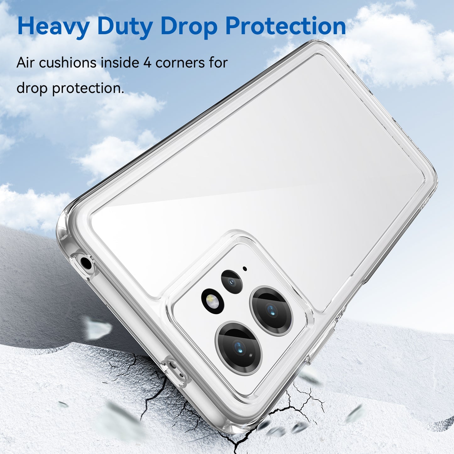 For Xiaomi Redmi Note 12 4G Clear Case TPU+Acrylic Anti-drop Phone Cover (Big Rear Lens Hole)