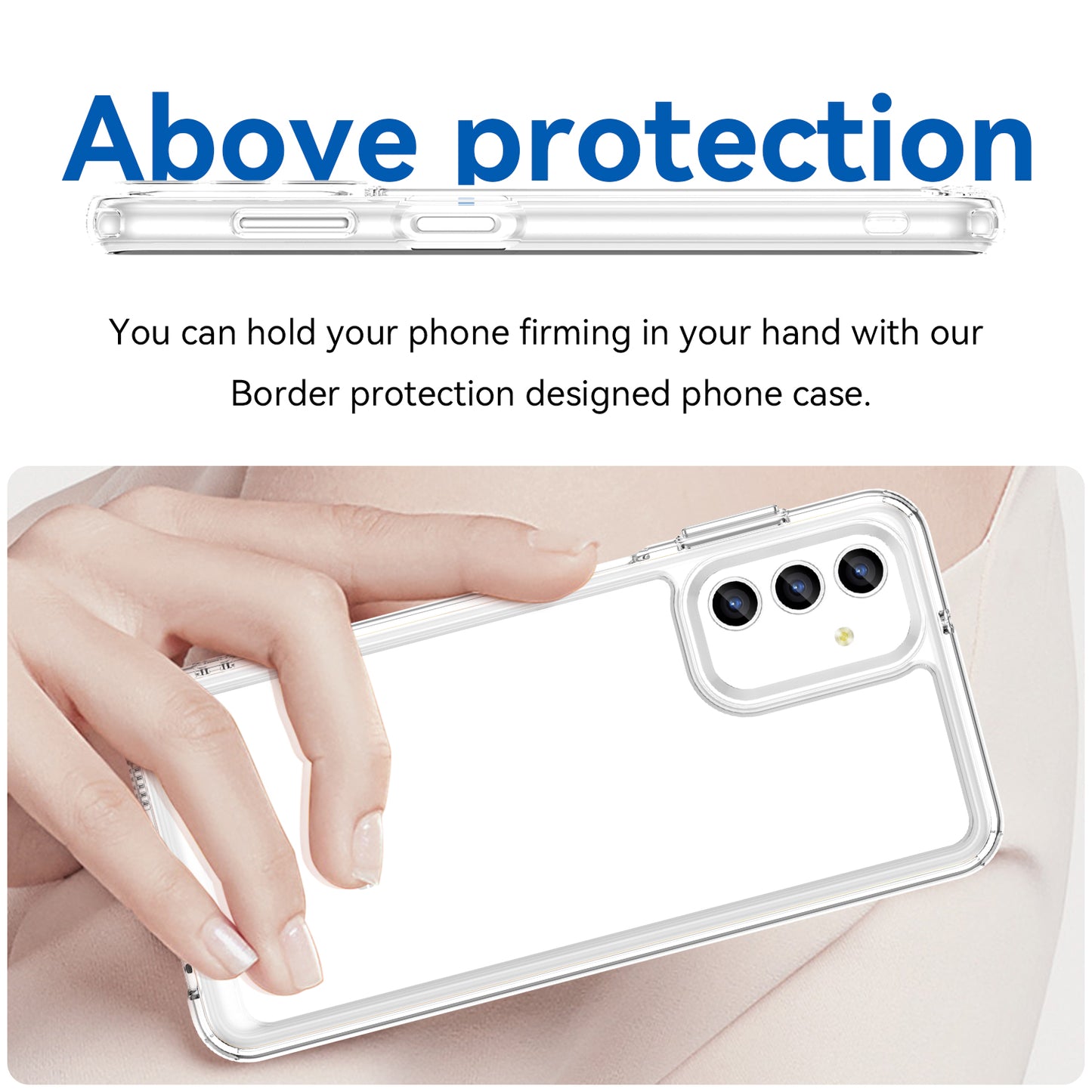 For Samsung Galaxy A13 5G Case Anti-drop Transparent TPU+Acrylic Phone Cover (Big Rear Lens Hole)