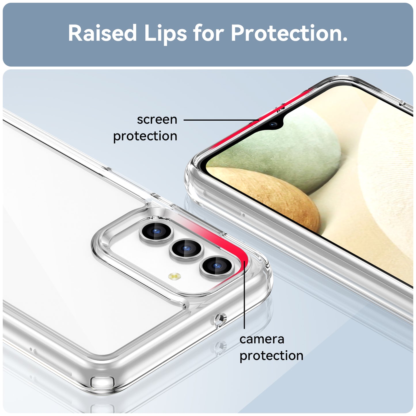 For Samsung Galaxy A13 5G Case Anti-drop Transparent TPU+Acrylic Phone Cover (Big Rear Lens Hole)
