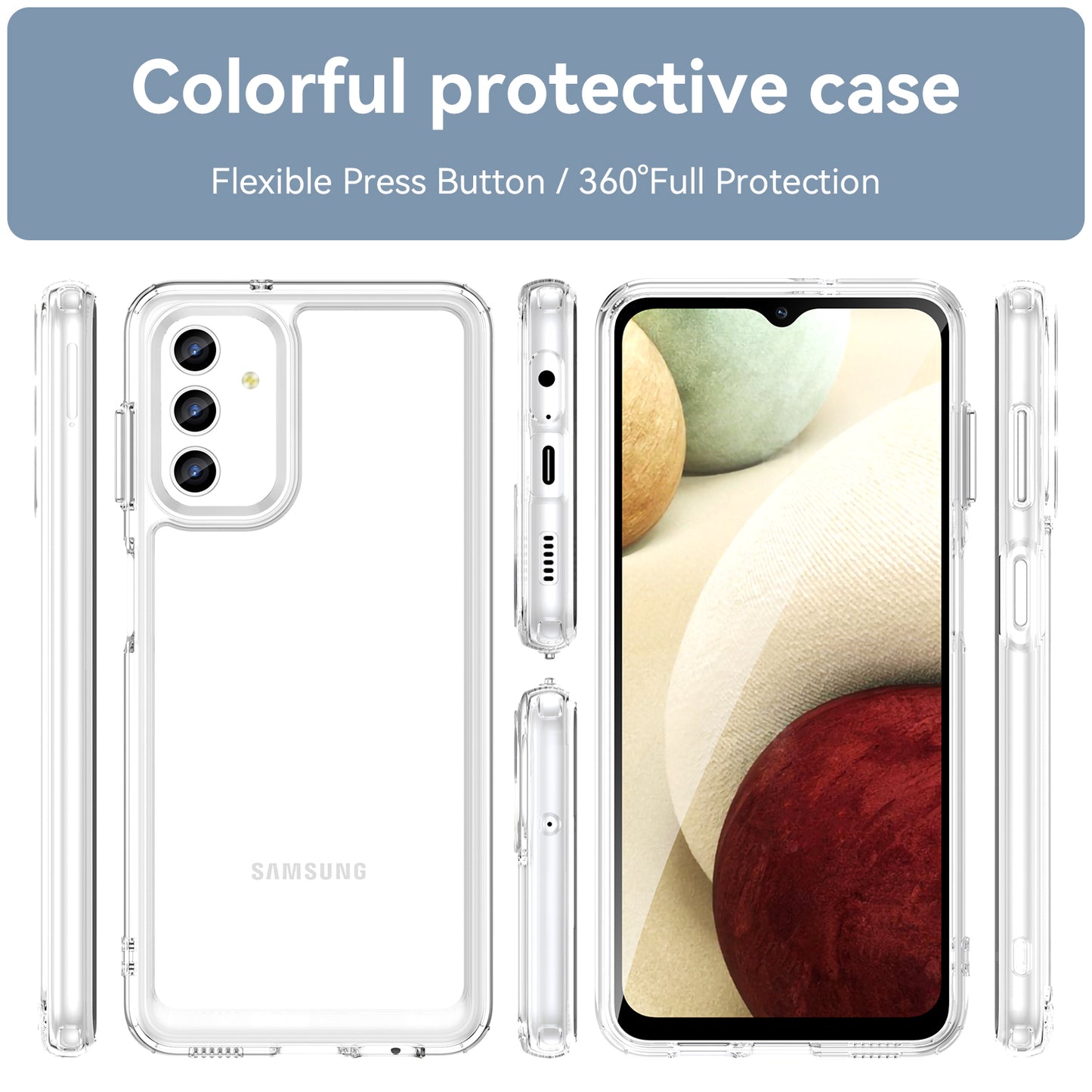 For Samsung Galaxy A13 5G Case Anti-drop Transparent TPU+Acrylic Phone Cover (Big Rear Lens Hole)
