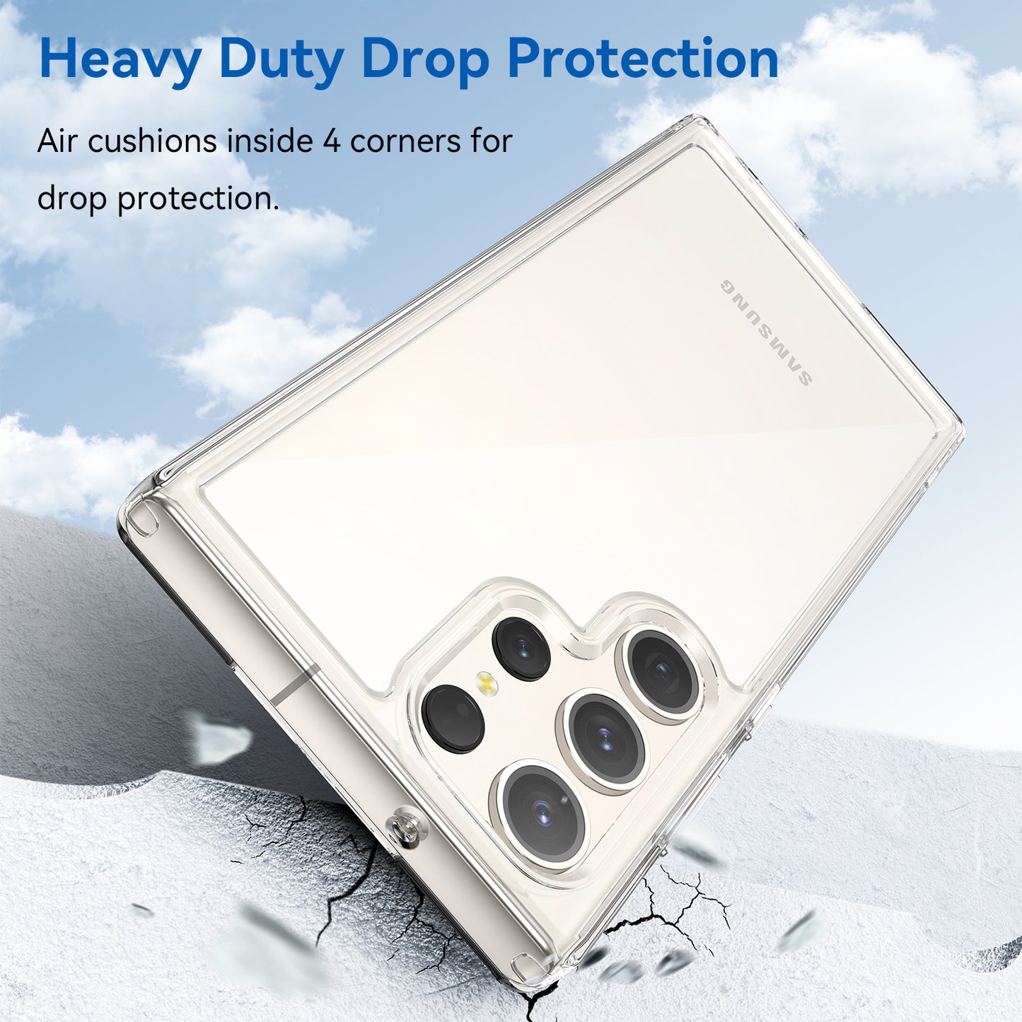 For Samsung Galaxy S23 Ultra Phone Case High Transparency TPU+Acrylic Cover (Big Rear Lens Hole)
